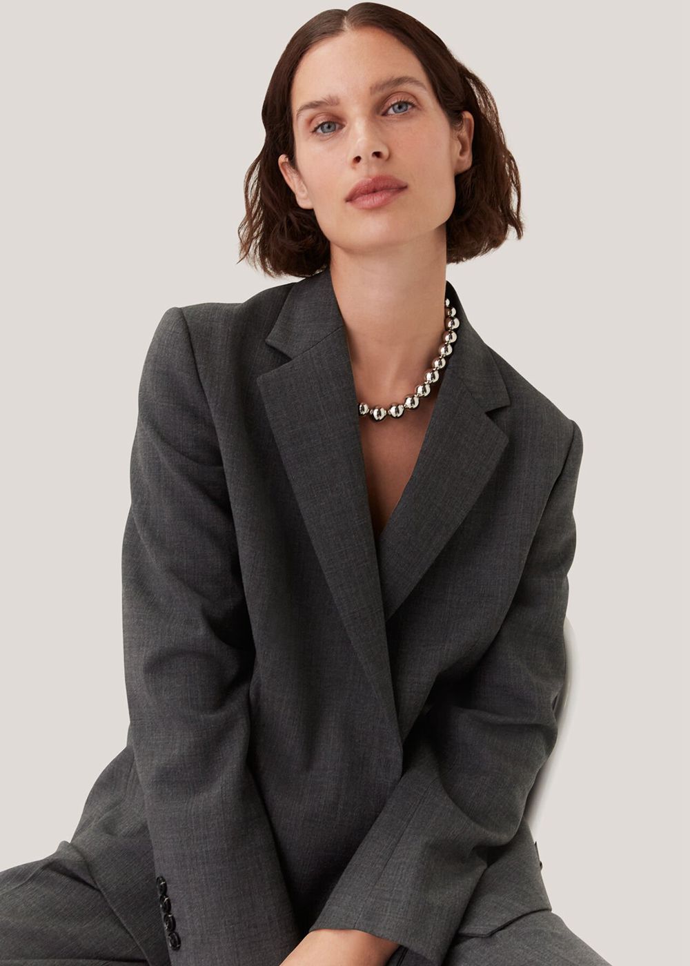 Whistles Natalie Wool Blend Blazer Grey | US-60349KBVU