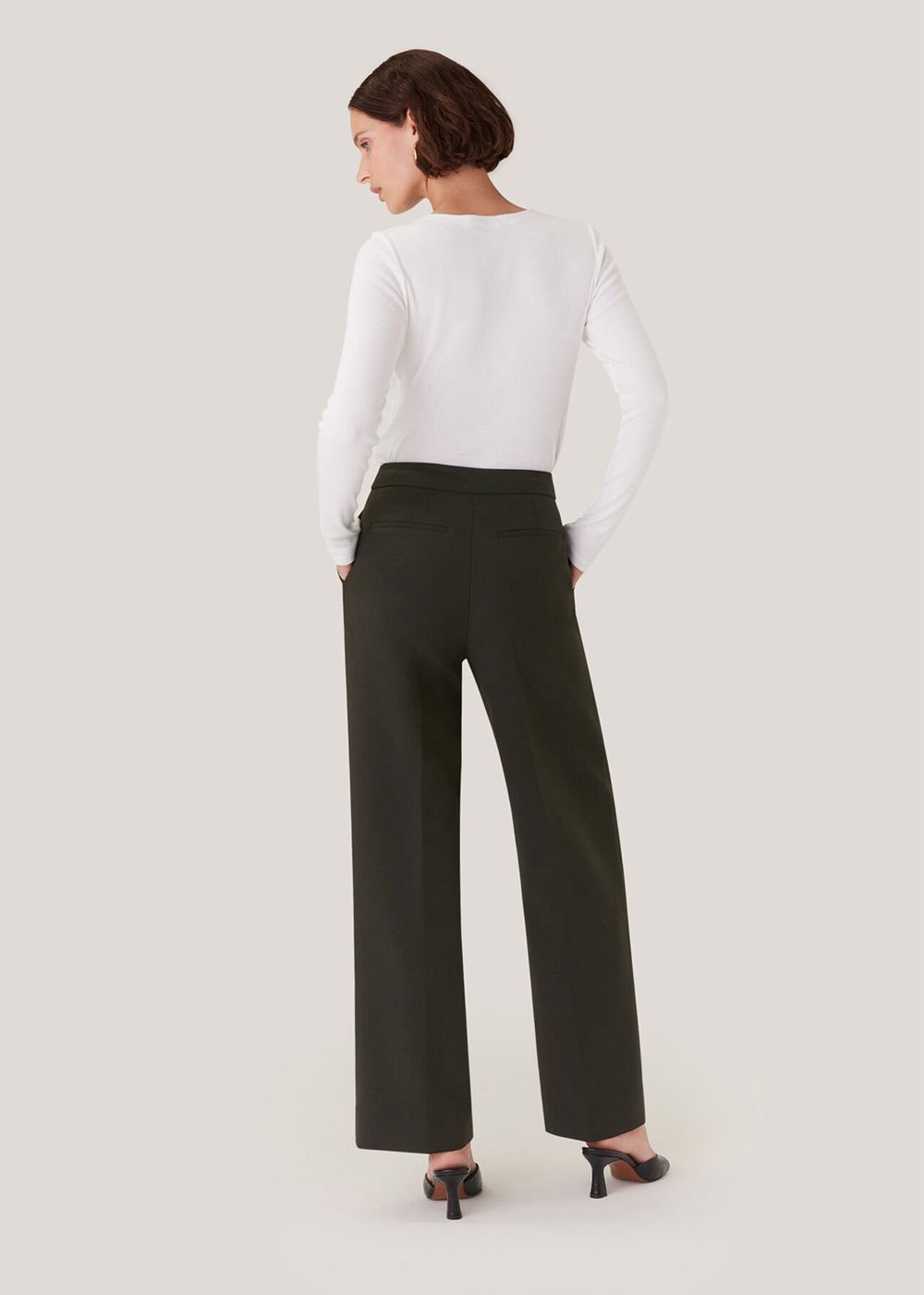 Whistles Natalie Wool Blend Pants Dark Green | US-72618SEYT