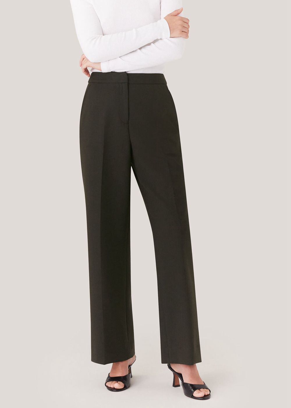 Whistles Natalie Wool Blend Pants Dark Green | US-72618SEYT