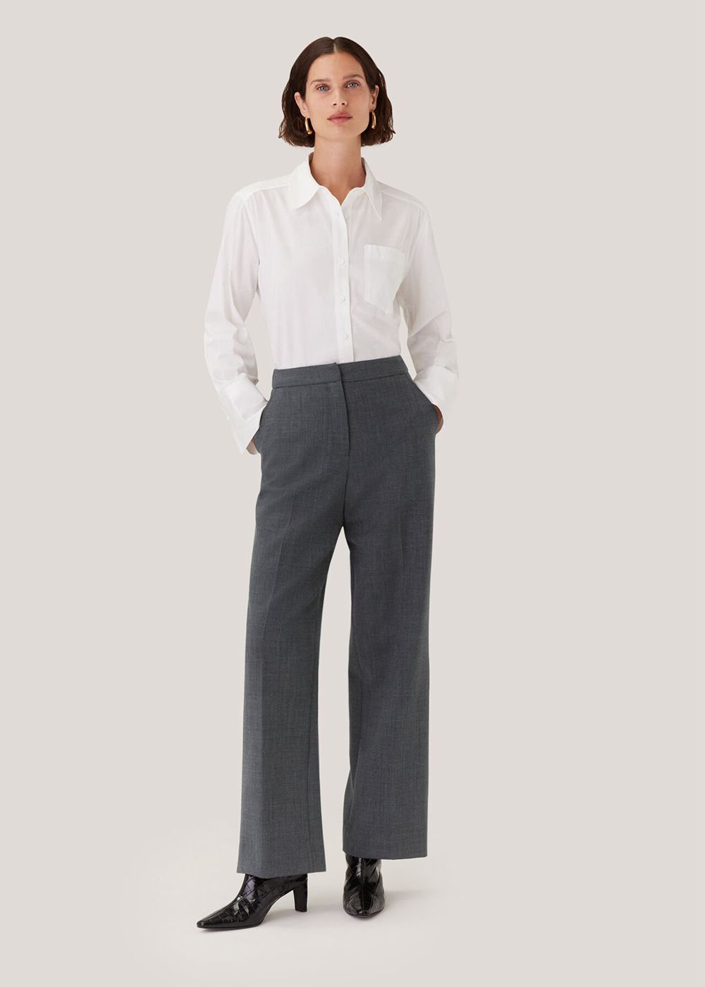 Whistles Natalie Wool Blend Pants Grey | US-28164EJHS