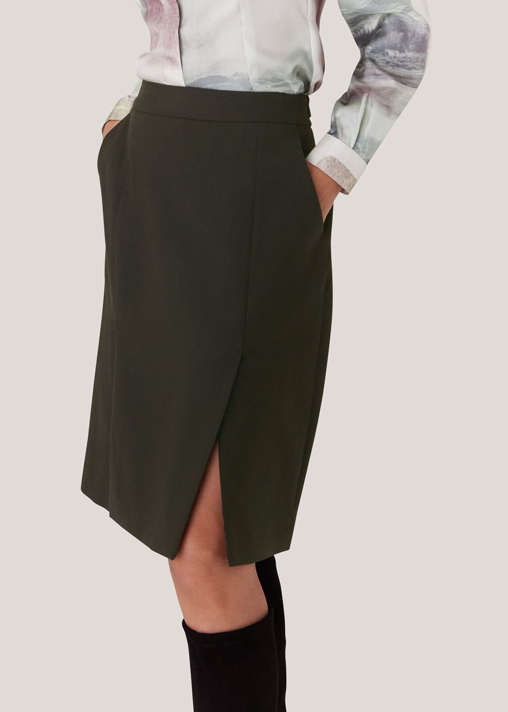 Whistles Natalie Wool Blend Skirts Dark Green | US-02983IQYB