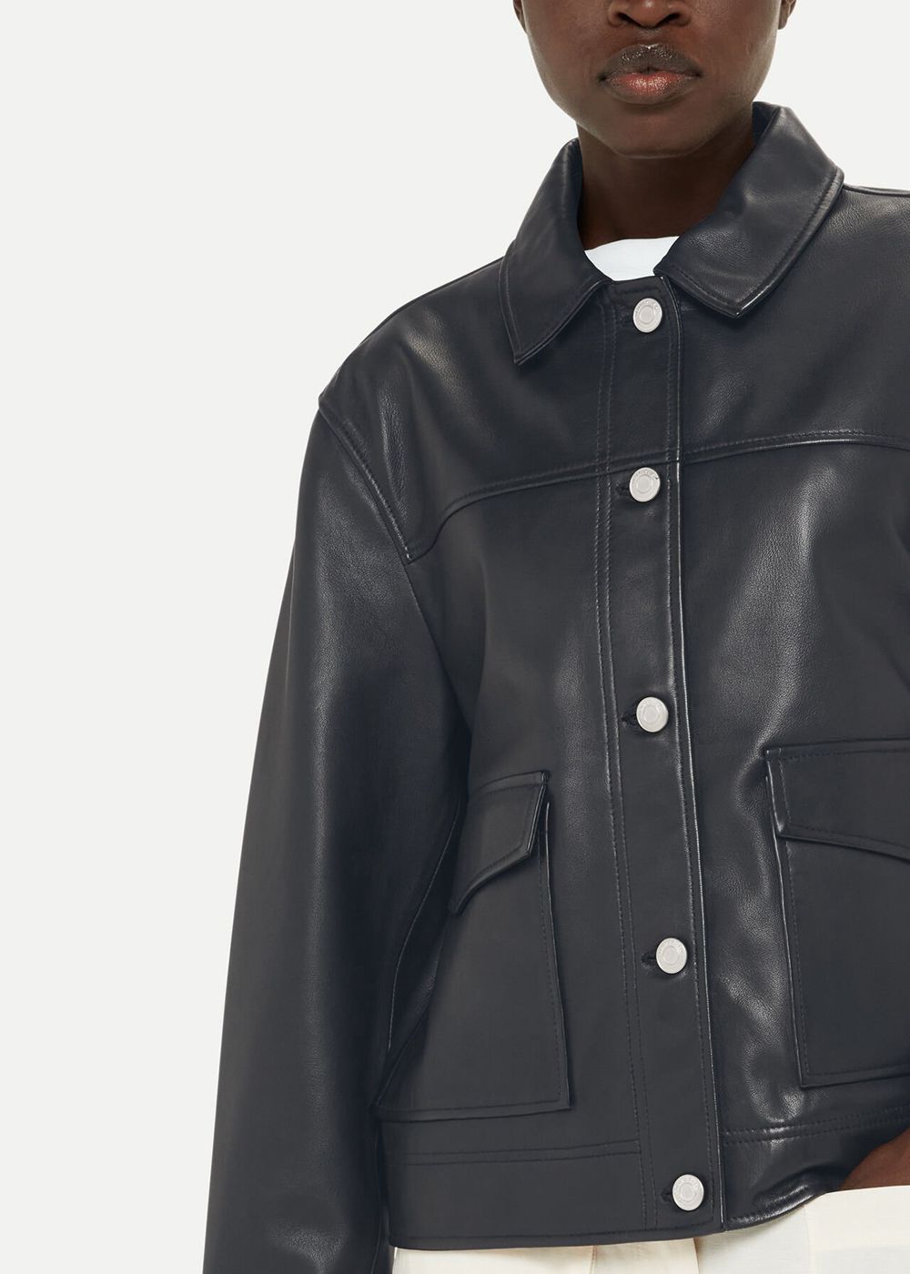 Whistles Natia Western Leather Jacket Black | US-64397HZAR