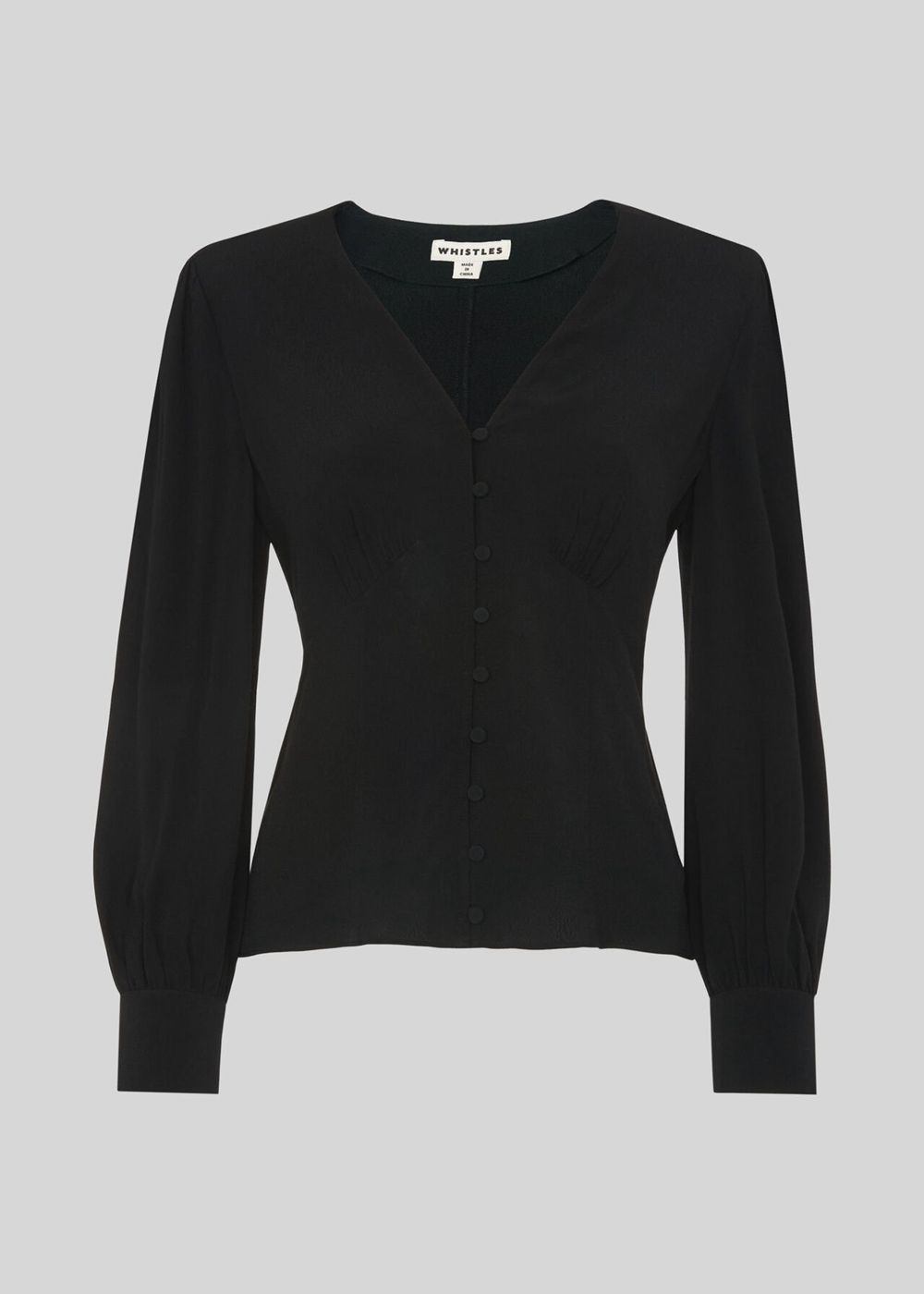 Whistles Neave Button Through Top Black | US-48365RFXT