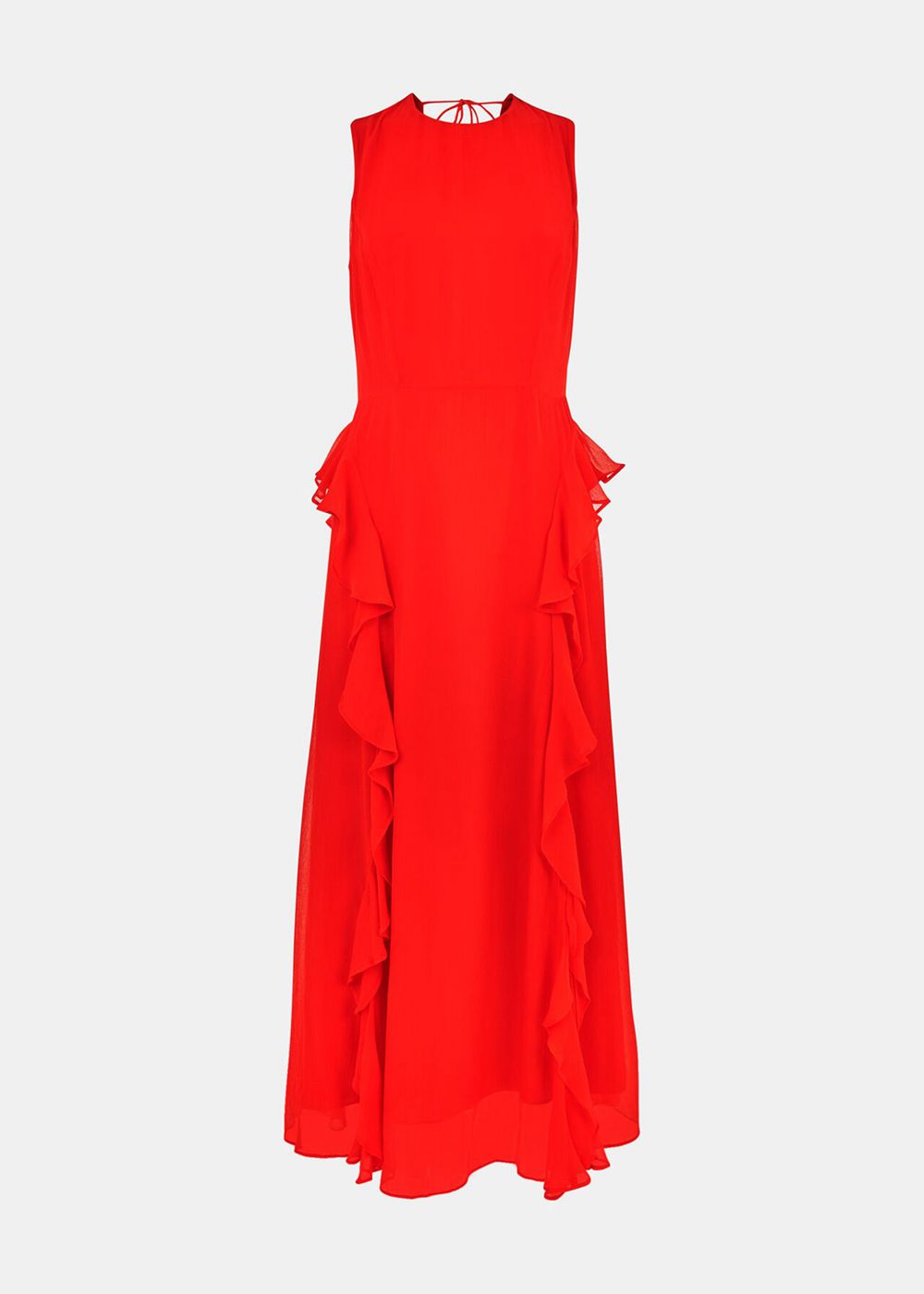 Whistles Nellie Frill Detail Midi Dress Red | US-64379AITG