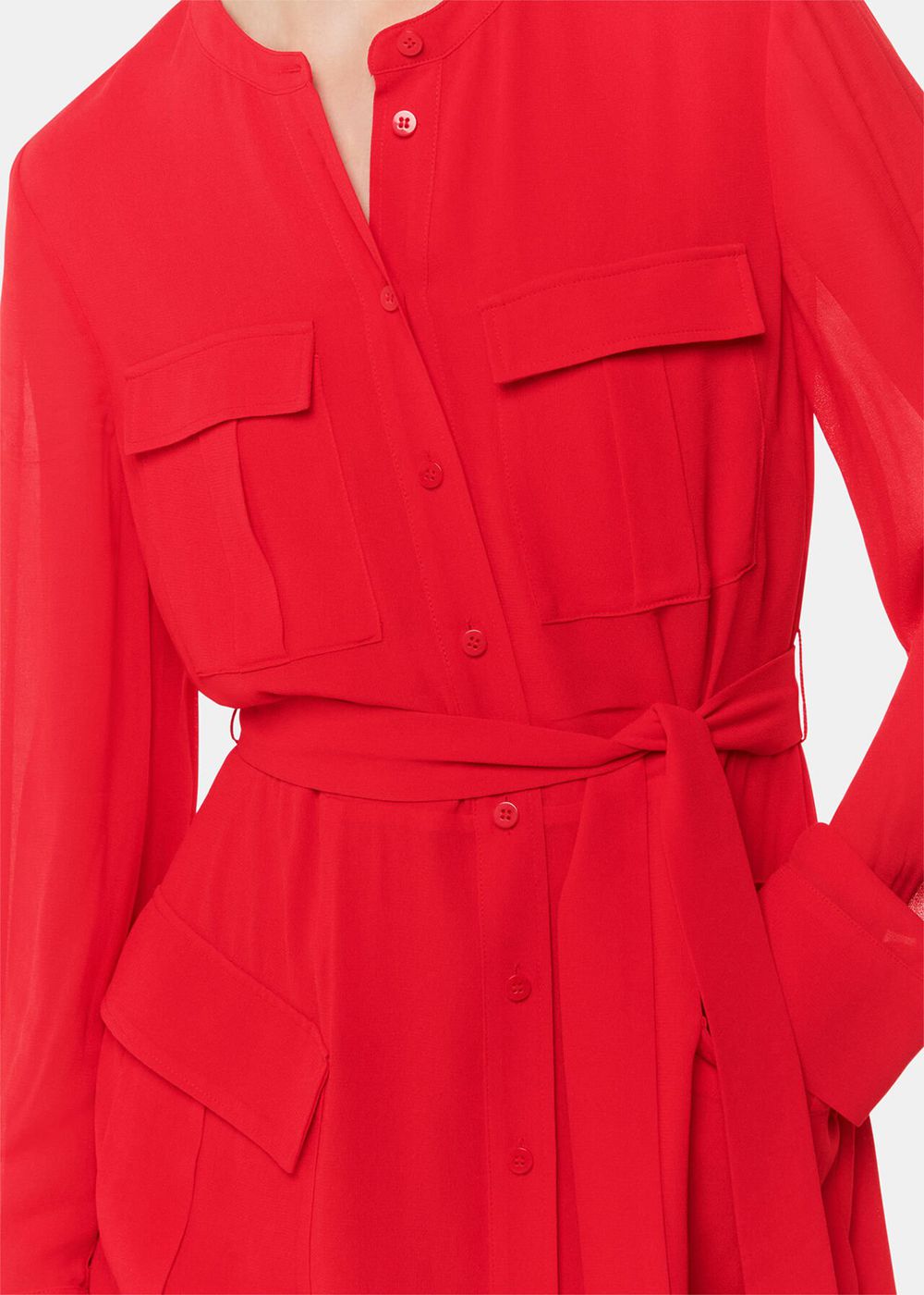 Whistles Nia Pocket Detail Shirt Dress Red | US-34256TPXH