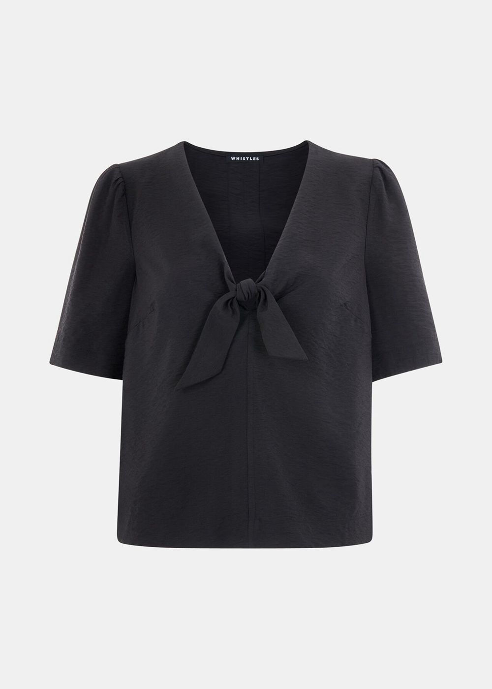 Whistles Nicola Bow Front Top Black | US-48953RAKJ