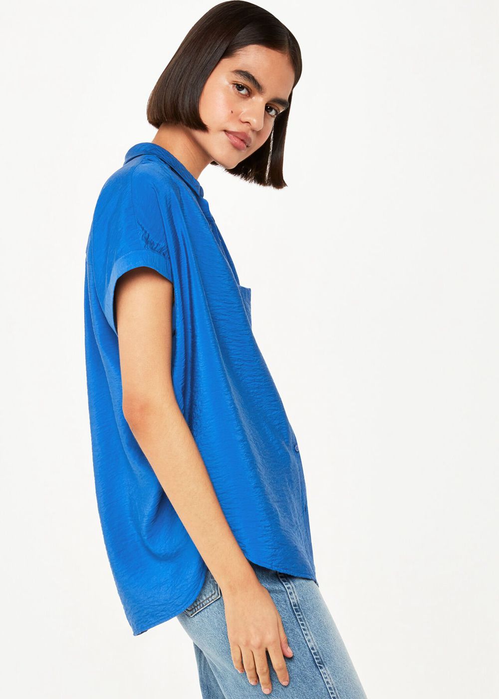 Whistles Nicola Button Shirts Blue | US-21093KRIH