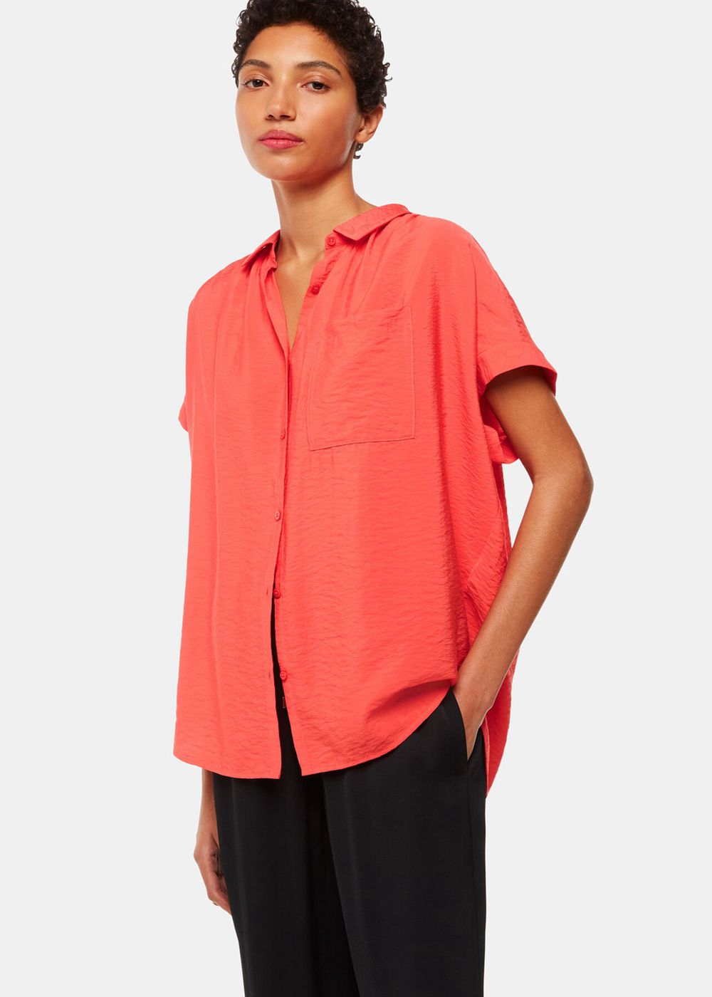 Whistles Nicola Button Through Shirts Coral | US-92406NKXT