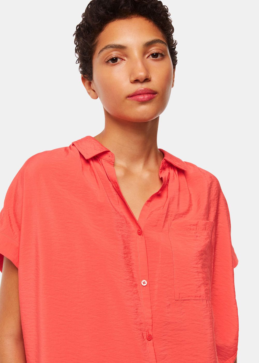 Whistles Nicola Button Through Shirts Coral | US-92406NKXT