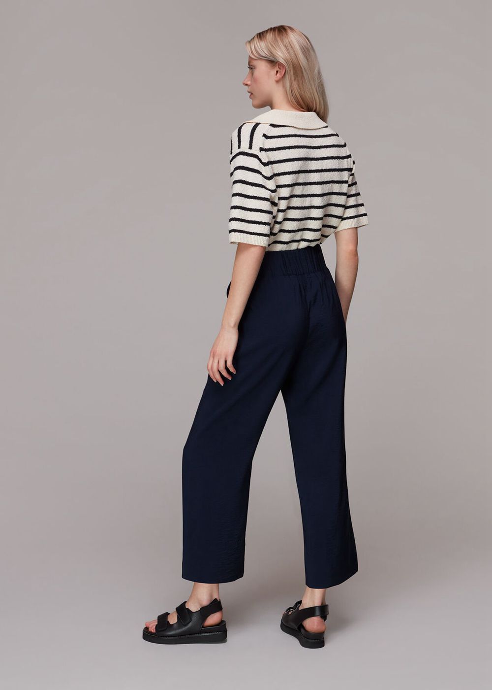 Whistles Nicola Cropped Pants Navy | US-19058CEZV