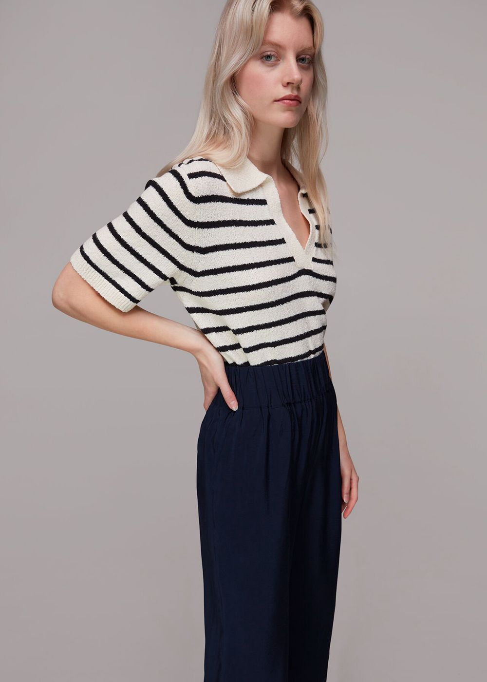 Whistles Nicola Cropped Pants Navy | US-19058CEZV