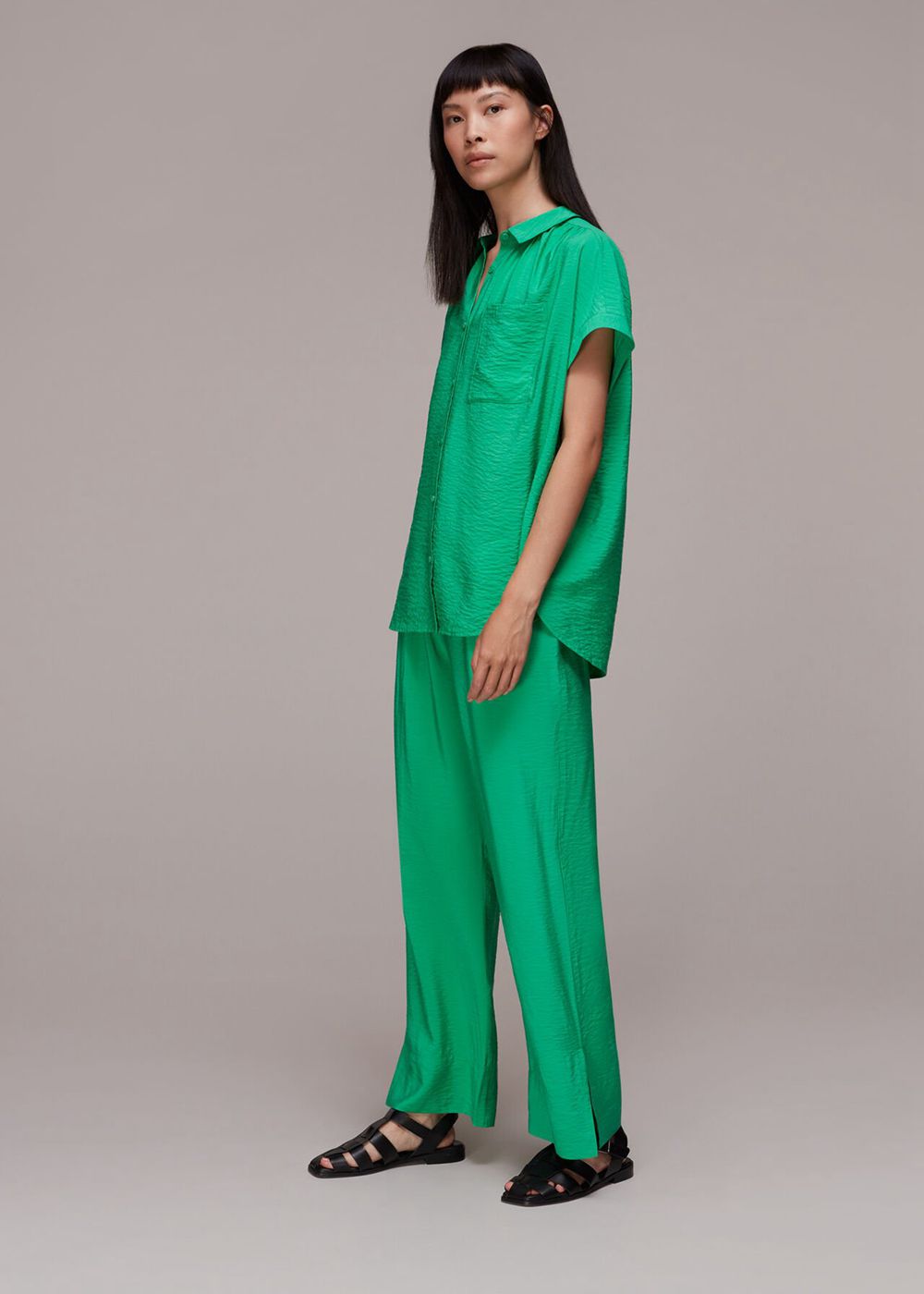 Whistles Nicola Elasticated Pants Green | US-08216VKWA