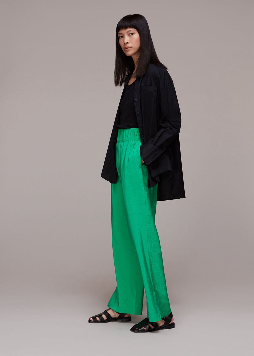 Whistles Nicola Elasticated Pants Green | US-08216VKWA