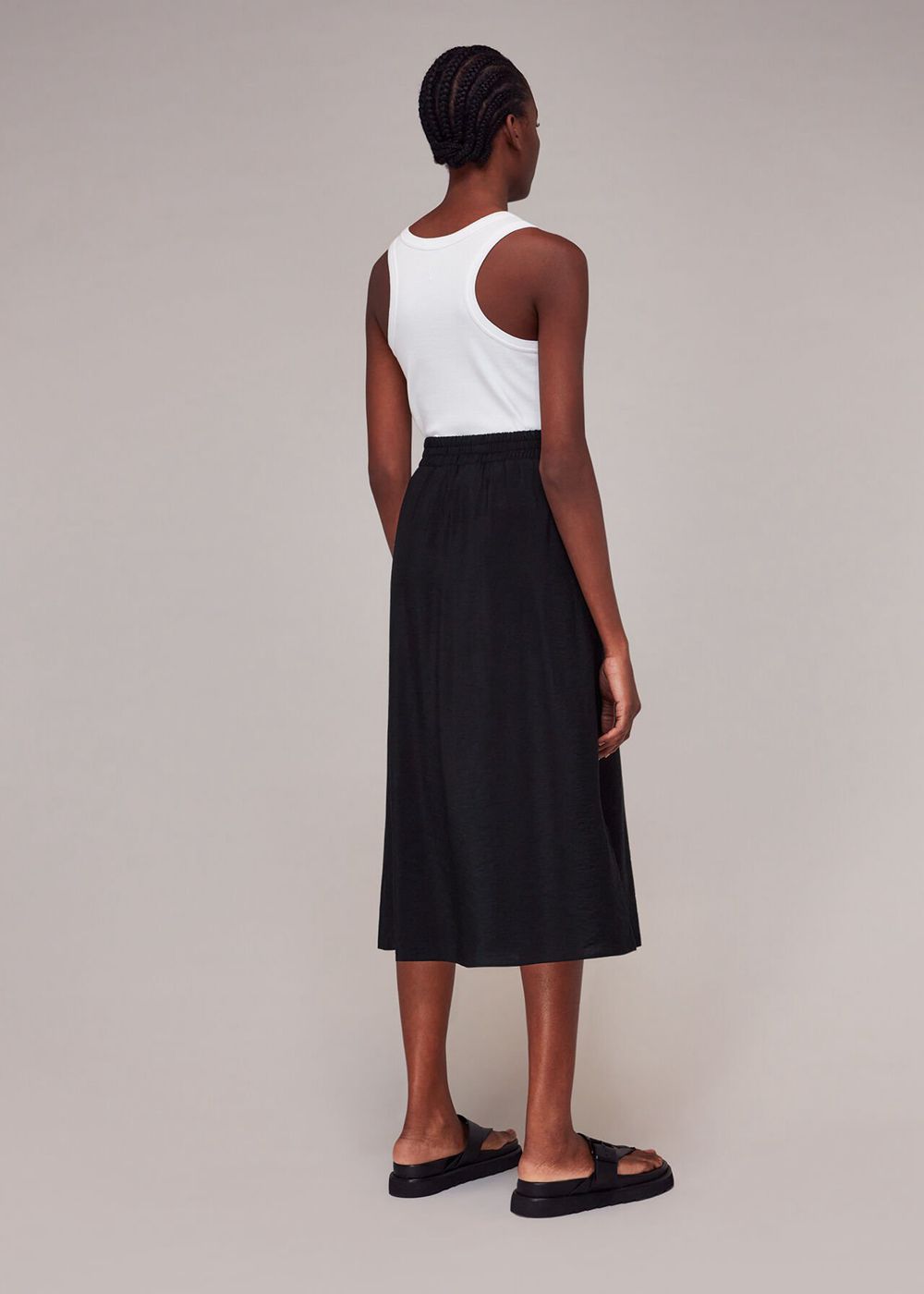 Whistles Nicola Elasticated Waist Skirts Black | US-06743MDLK