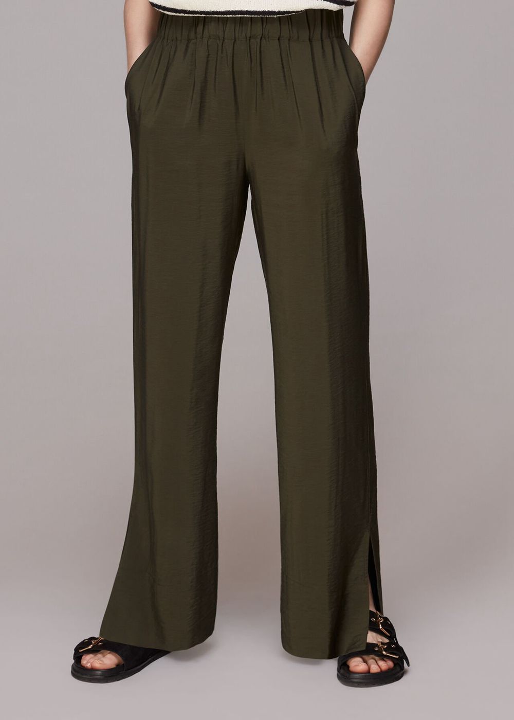 Whistles Nicola Full Length Pants Khaki | US-37986BSTA