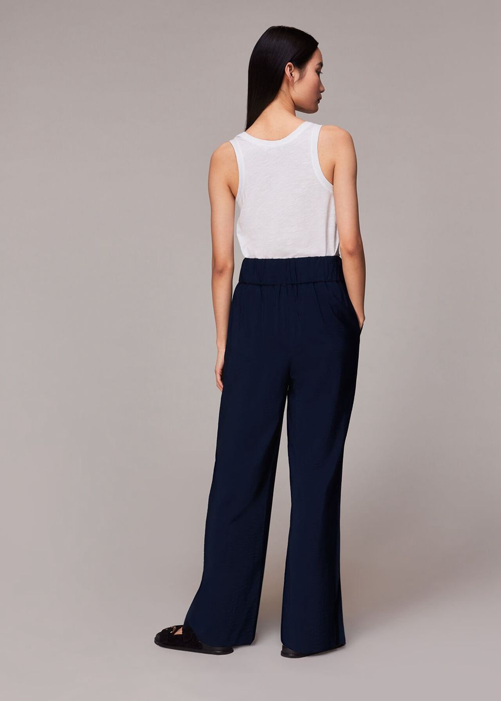 Whistles Nicola Full Length Pants Navy | US-57193RUWF