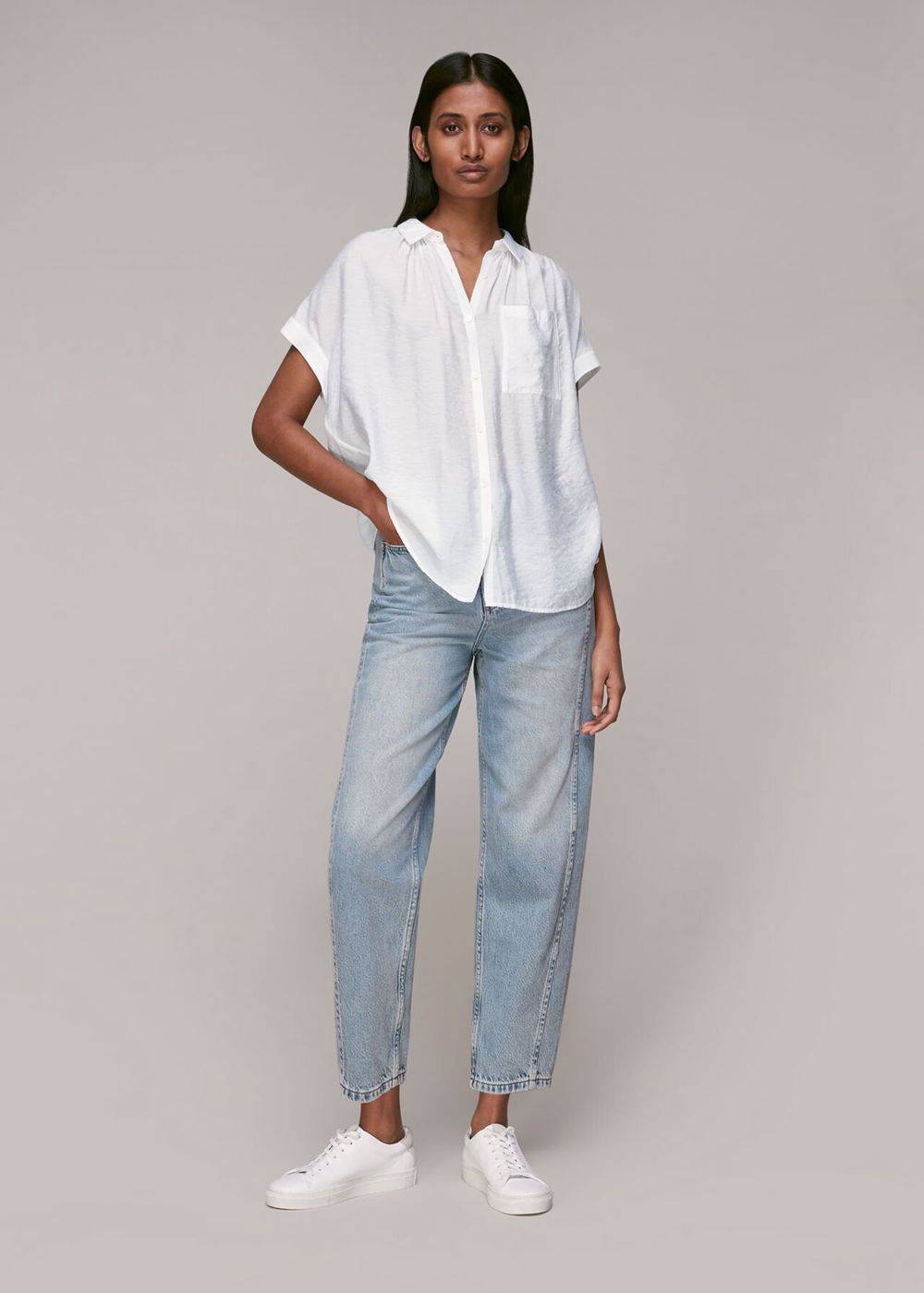 Whistles Nicola Textured Shirts White | US-70258NQJE