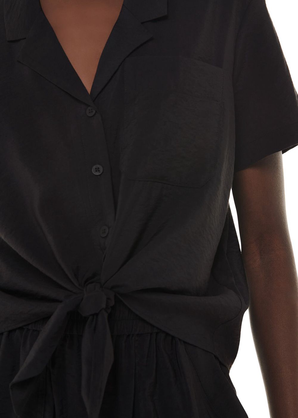 Whistles Nicola Tie Front Blouse Black | US-01786LJGP