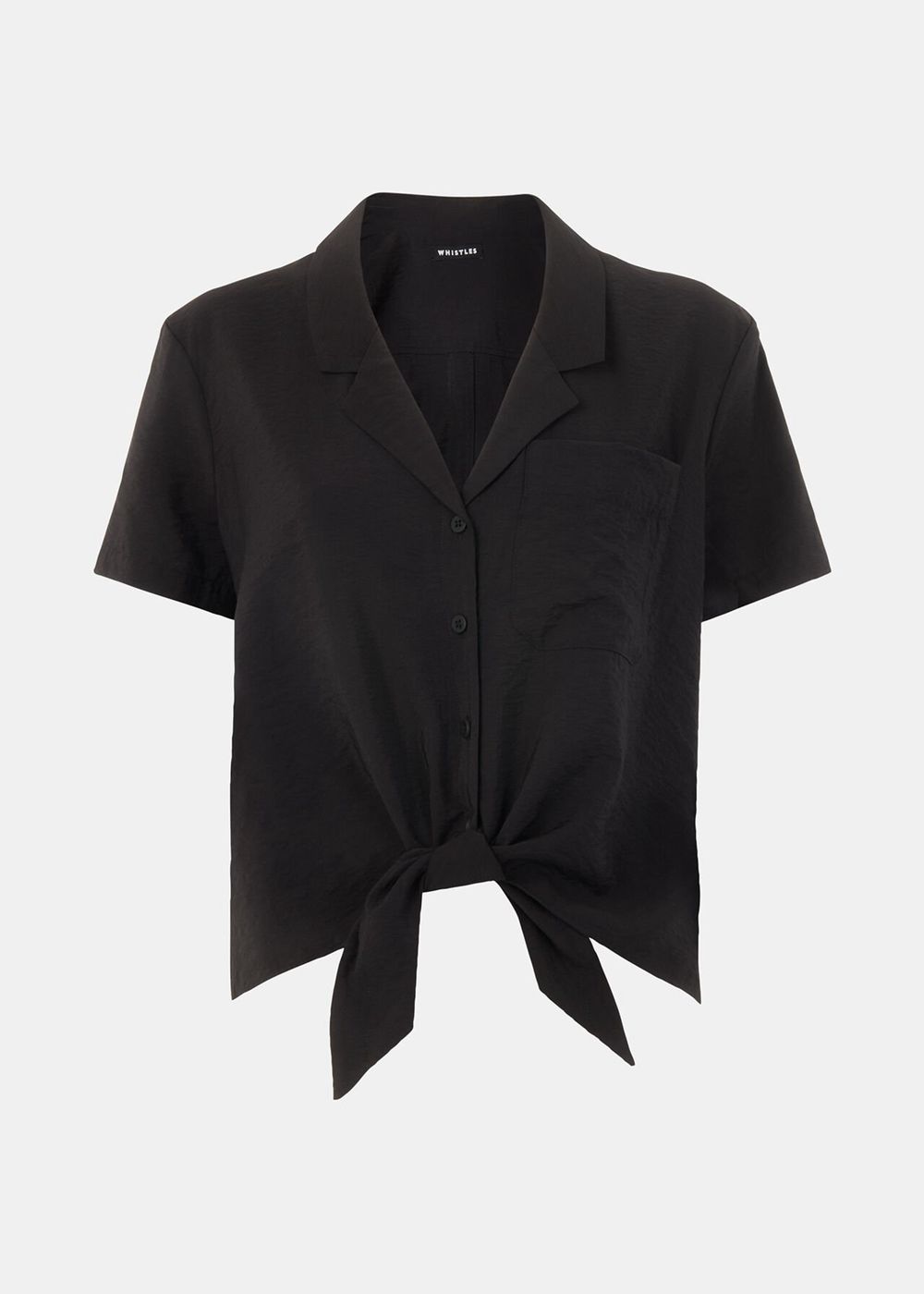 Whistles Nicola Tie Front Blouse Black | US-01786LJGP