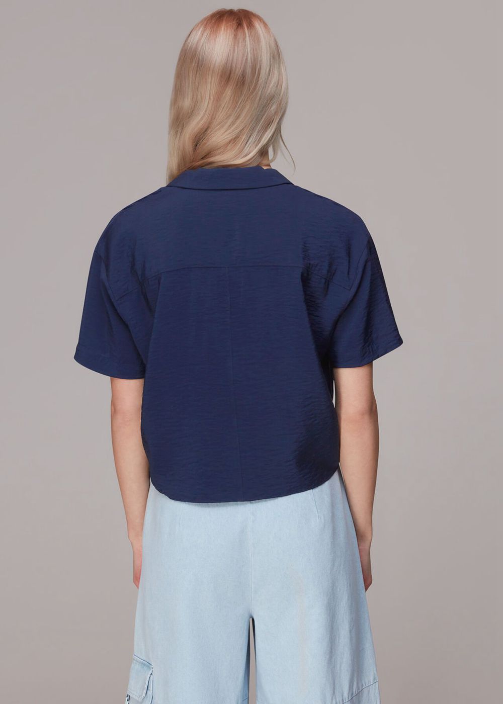 Whistles Nicola Tie Front Blouse Navy | US-45893UFOX