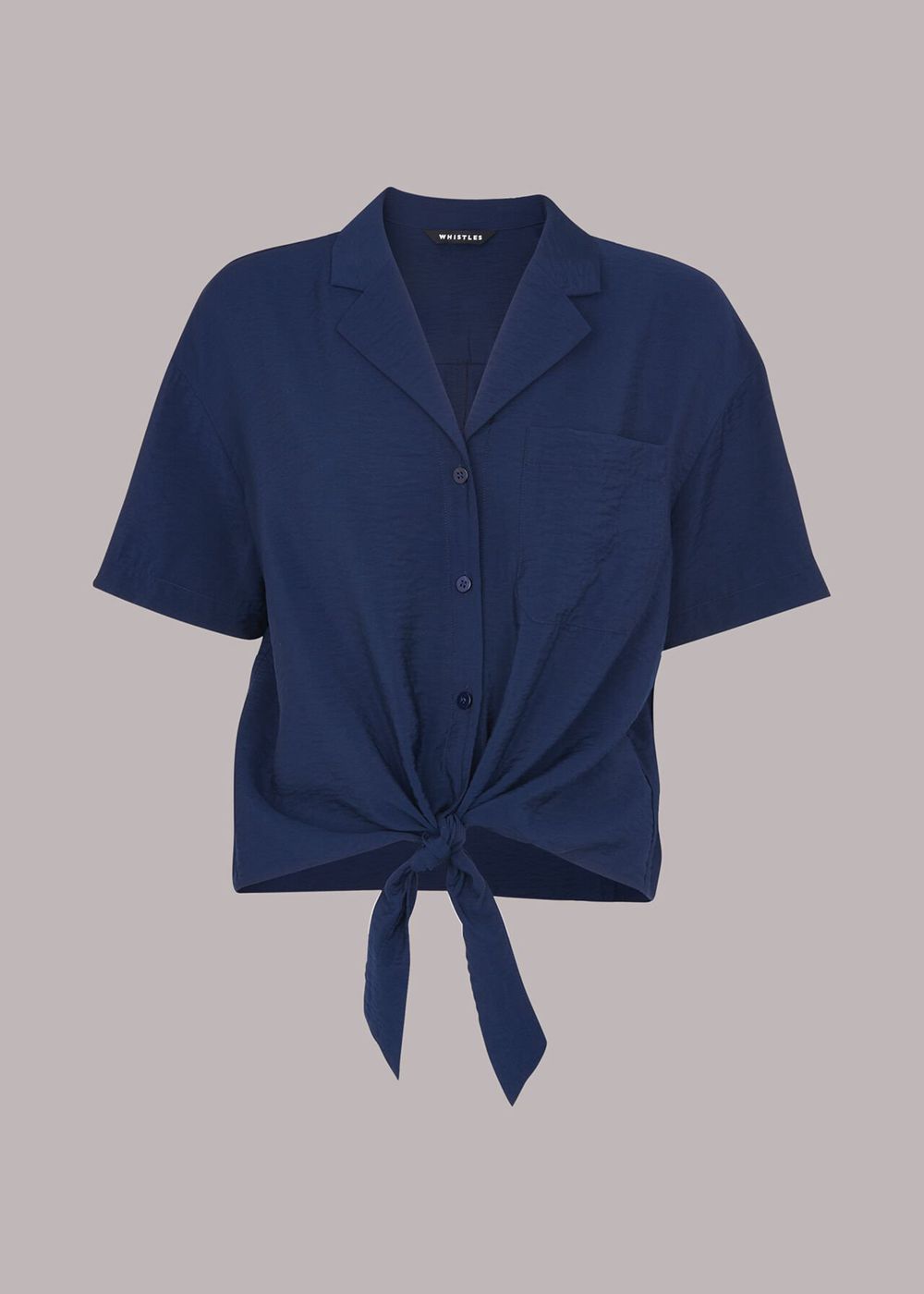 Whistles Nicola Tie Front Blouse Navy | US-45893UFOX