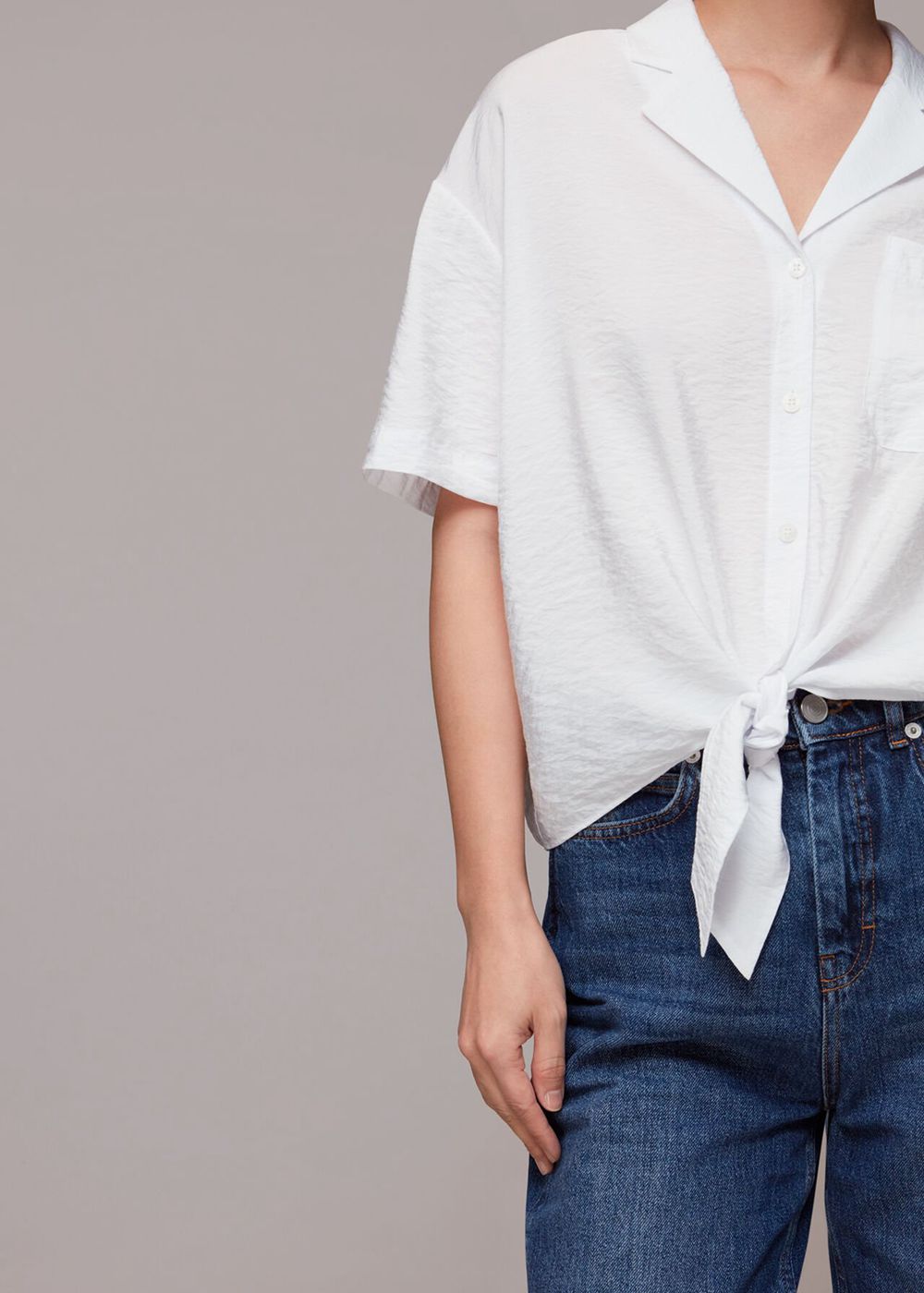 Whistles Nicola Tie Front Top White | US-50496VUSY