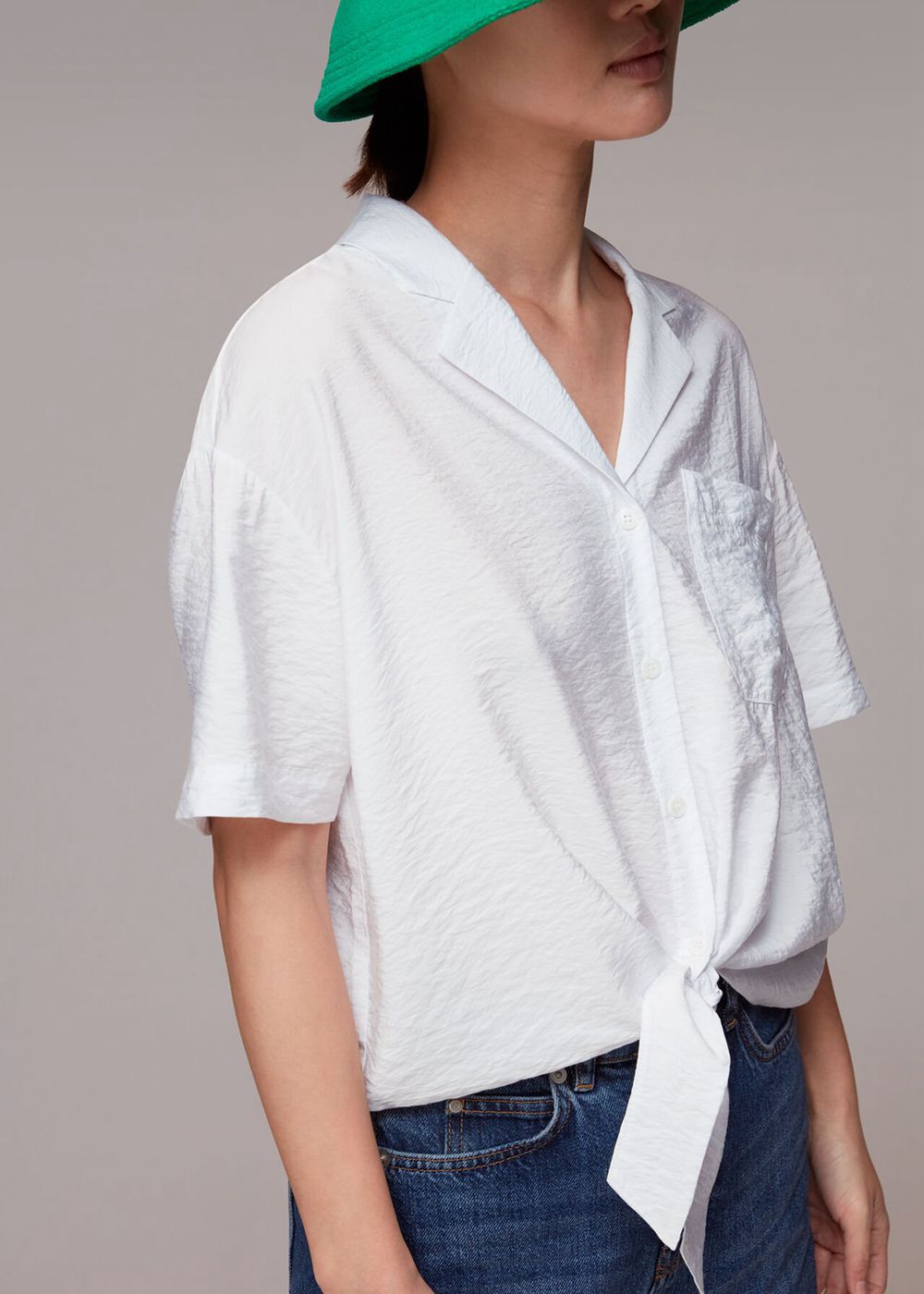 Whistles Nicola Tie Front Top White | US-50496VUSY