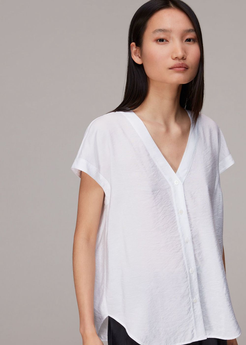 Whistles Nicola V Neck Blouse White | US-76598WNHE