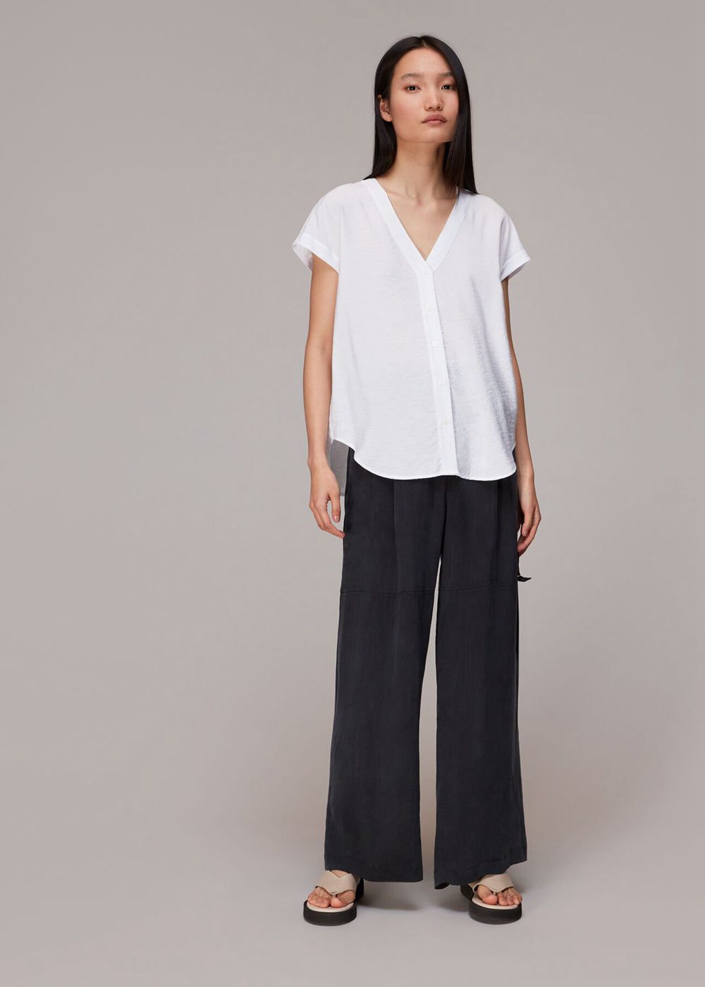 Whistles Nicola V Neck Blouse White | US-76598WNHE