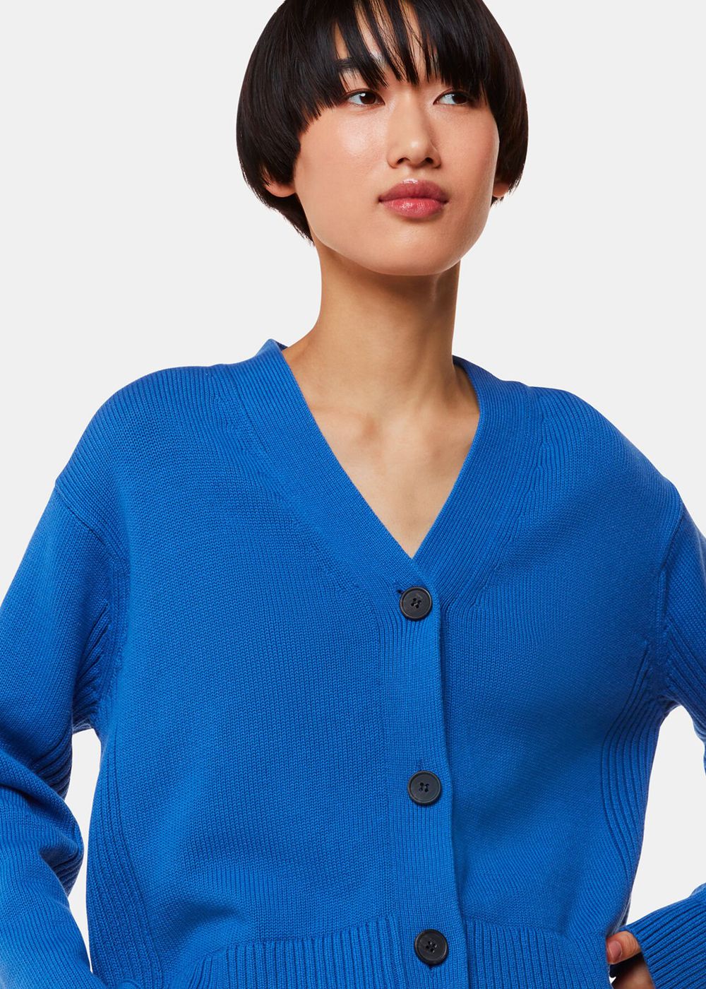 Whistles Nina Button Front Cardigan Deep Blue | US-75940TFLY