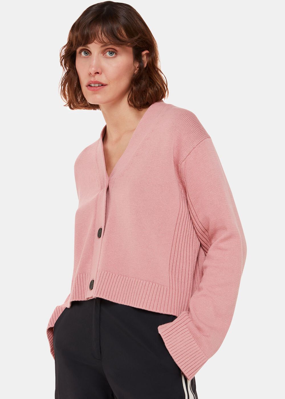 Whistles Nina Button Front Cardigan Pink | US-05631SBCF