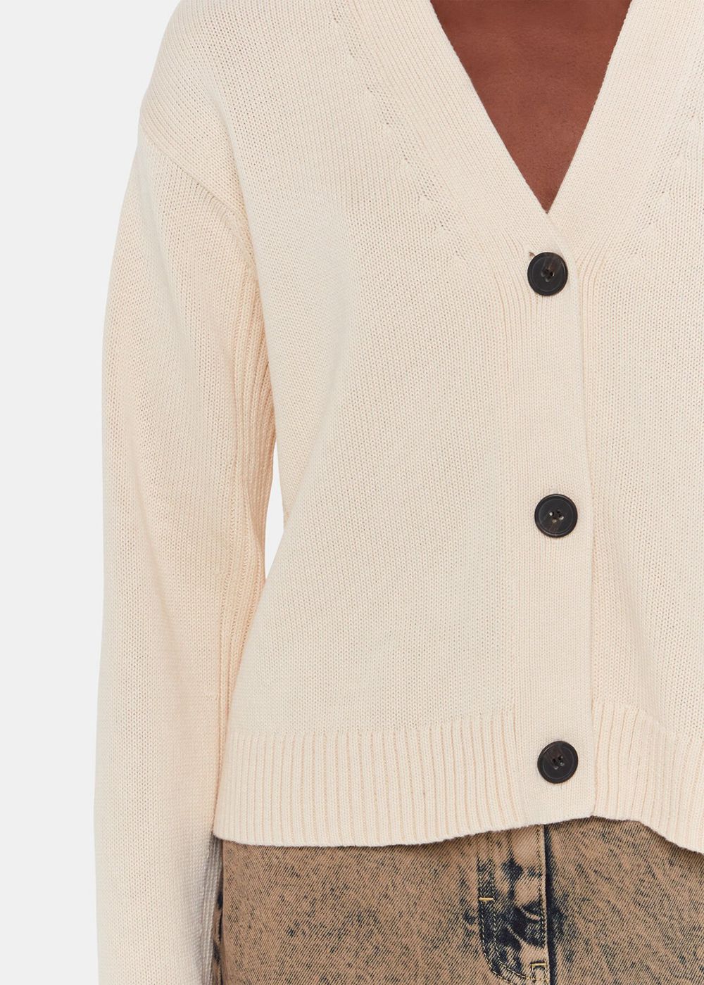 Whistles Nina Button Front Cardigan White | US-57603NIAC