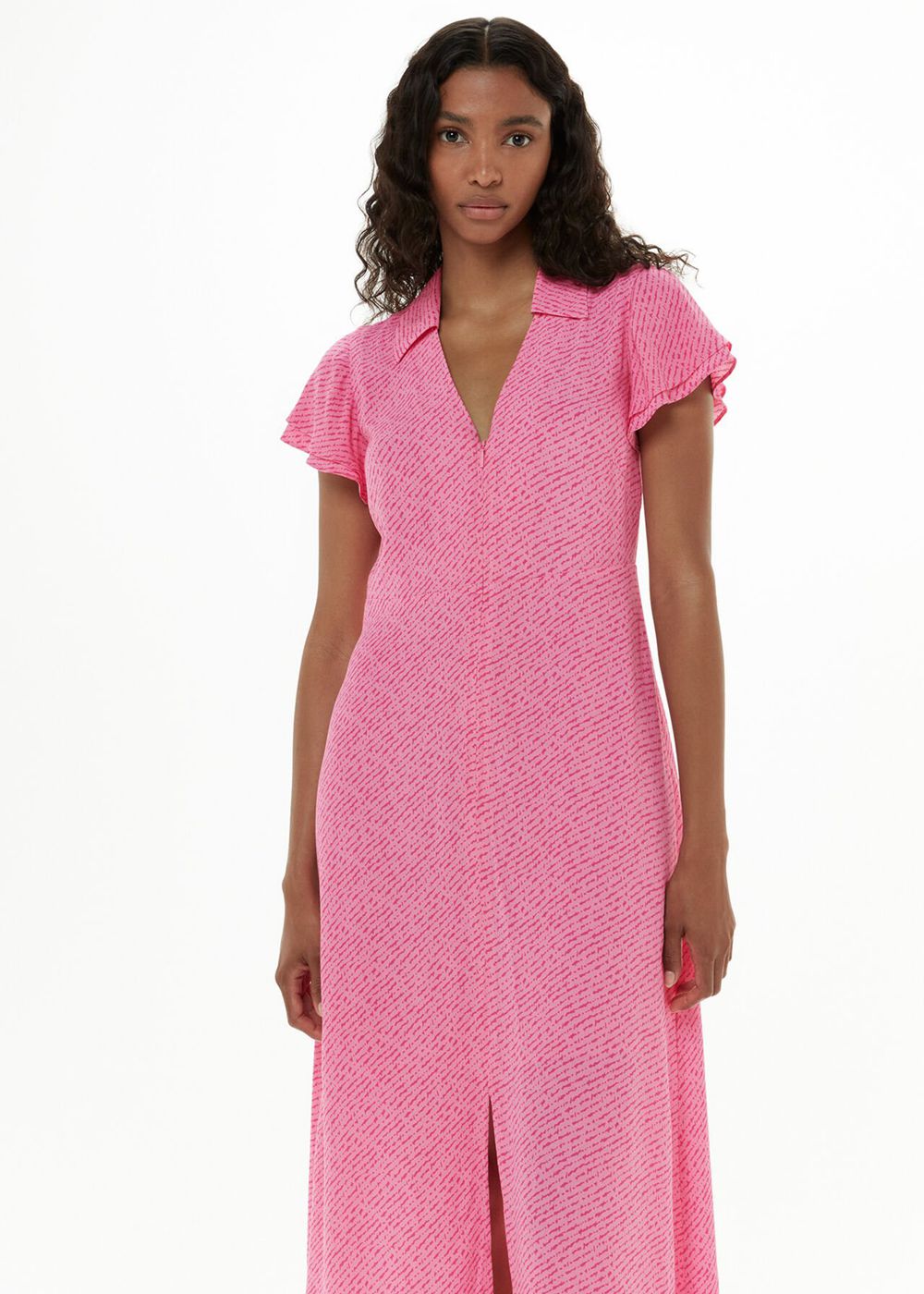 Whistles Nina Diagonal Fleck Midi Dress Pink / Multicolor | US-76415LNWZ