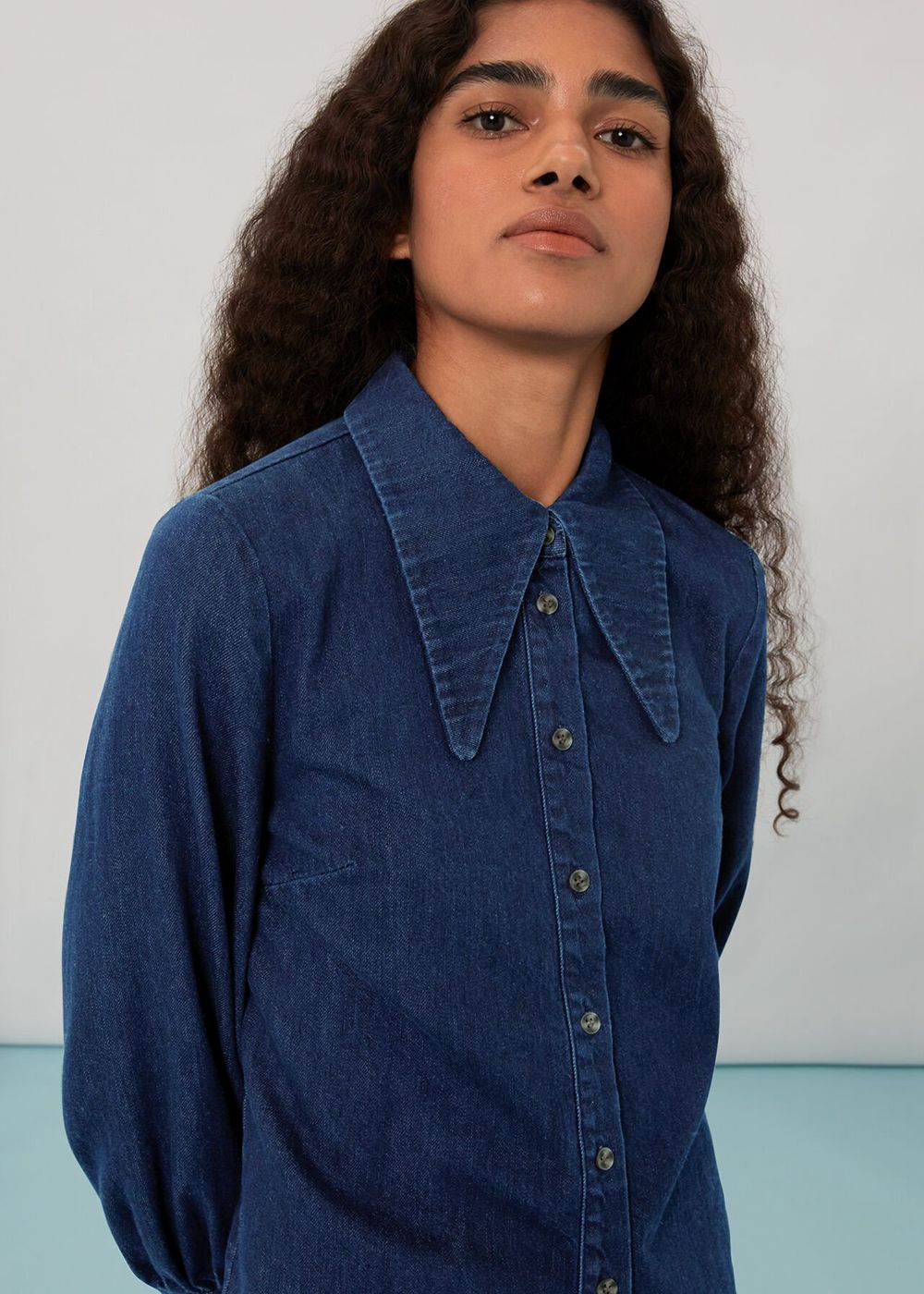 Whistles Nino Chambray Collared Shirts Blue | US-32751MATH