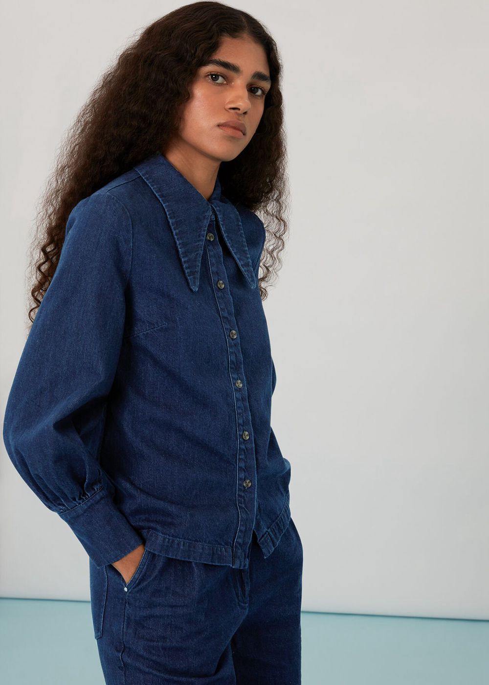 Whistles Nino Chambray Collared Shirts Blue | US-32751MATH