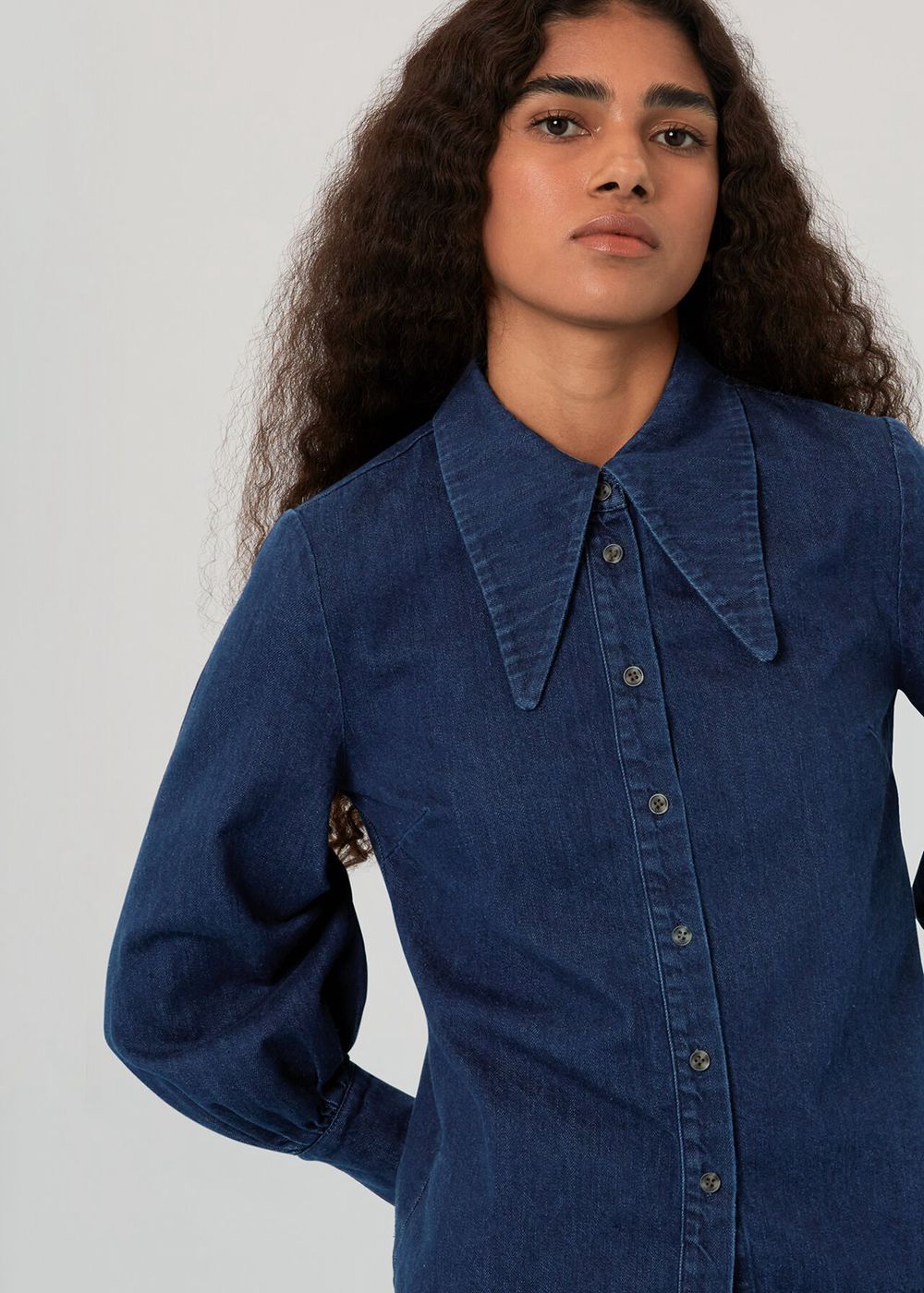 Whistles Nino Chambray Collared Shirts Blue | US-32751MATH