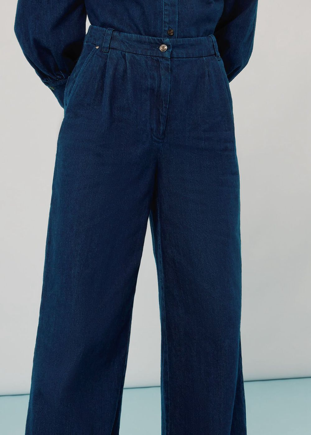 Whistles Nino Denim Wide Leg Pants Blue | US-49501IPQV