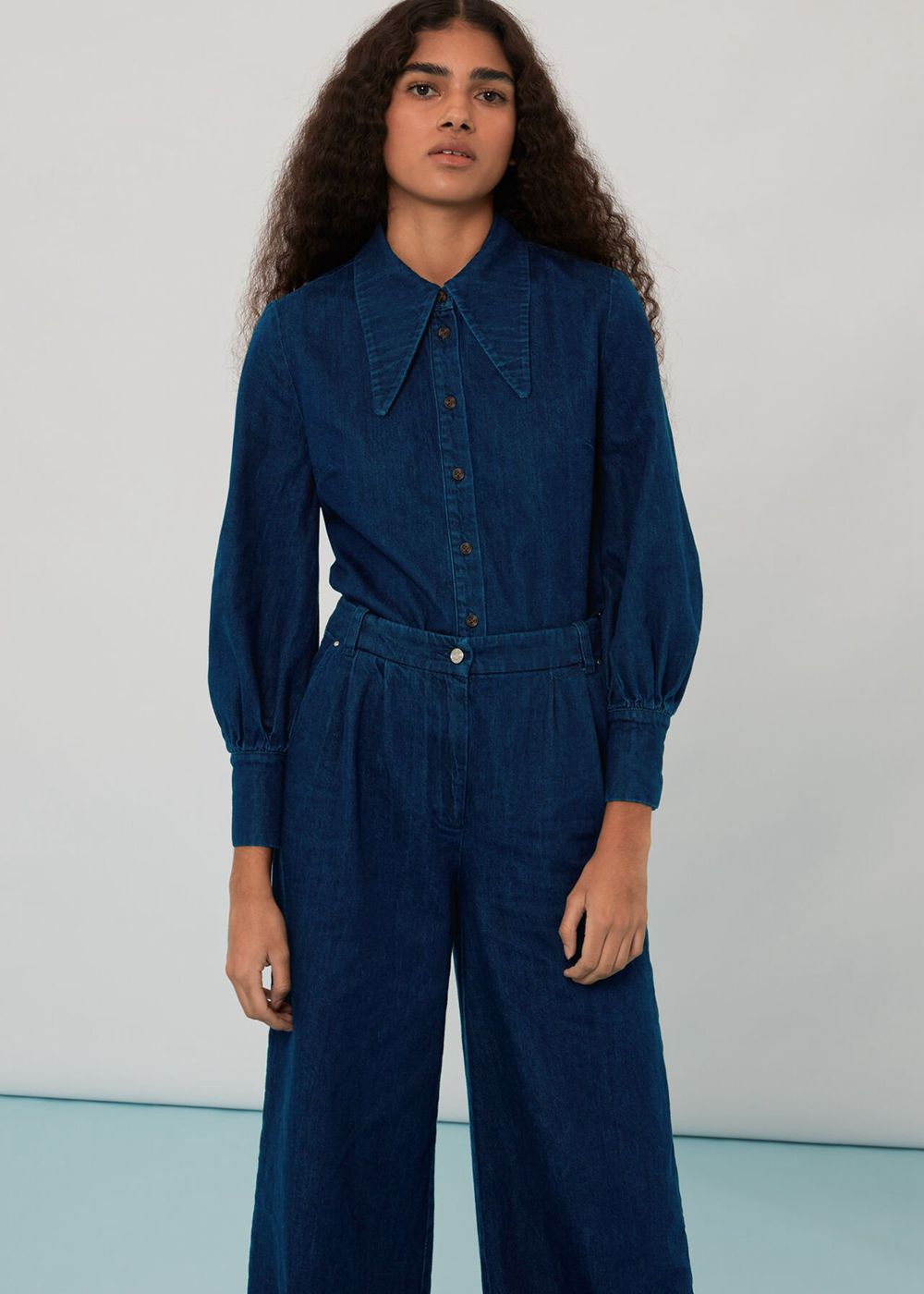 Whistles Nino Denim Wide Leg Pants Blue | US-49501IPQV