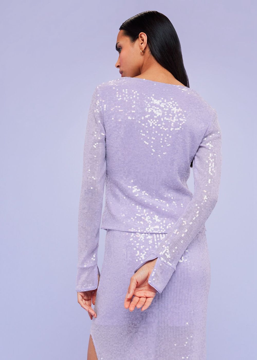 Whistles Nola Sequin Keyhole Top Purple | US-86093QYGK