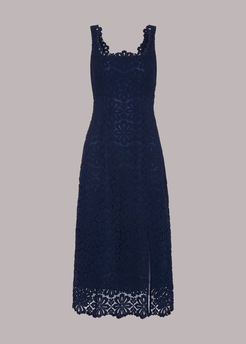 Whistles Nova Lace Midi Dress Navy | US-92073HQIV