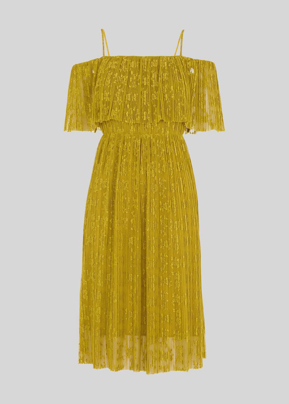 Whistles Off Shoulder Pleated Dress Yellow | US-30258QSOA