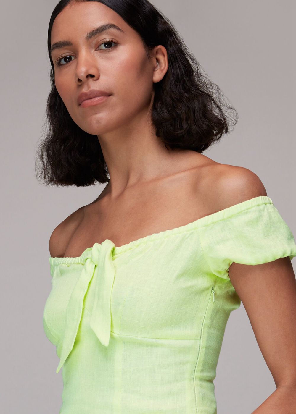 Whistles Off Shoulder Tie Front Top Light Green | US-38907NIWF