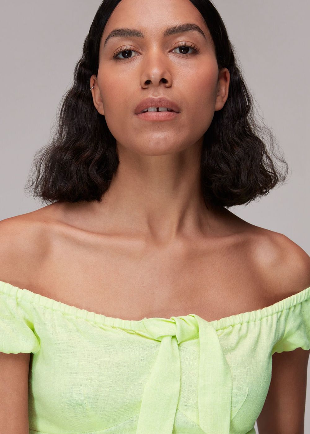 Whistles Off Shoulder Tie Front Top Light Green | US-38907NIWF