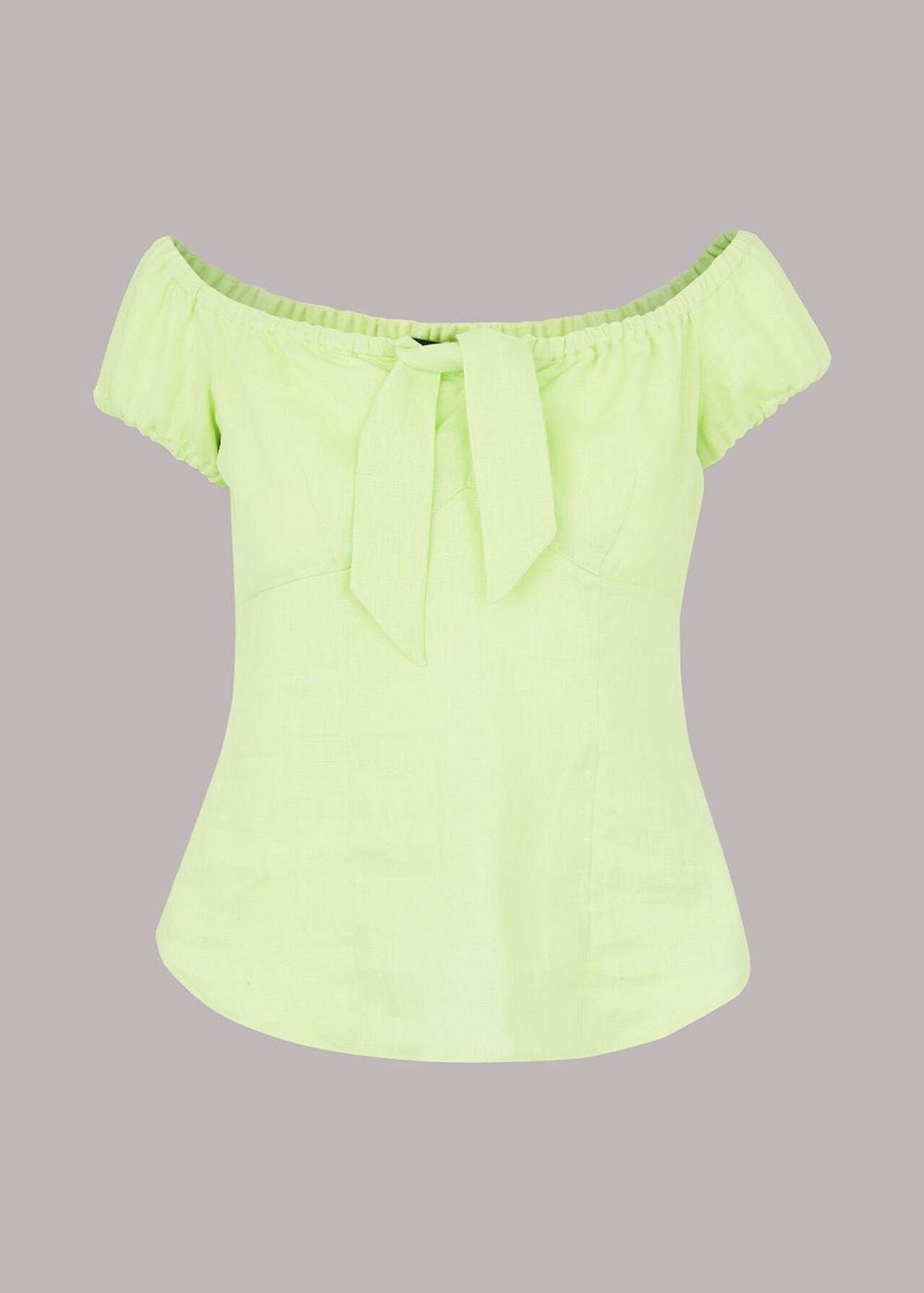 Whistles Off Shoulder Tie Front Top Light Green | US-38907NIWF