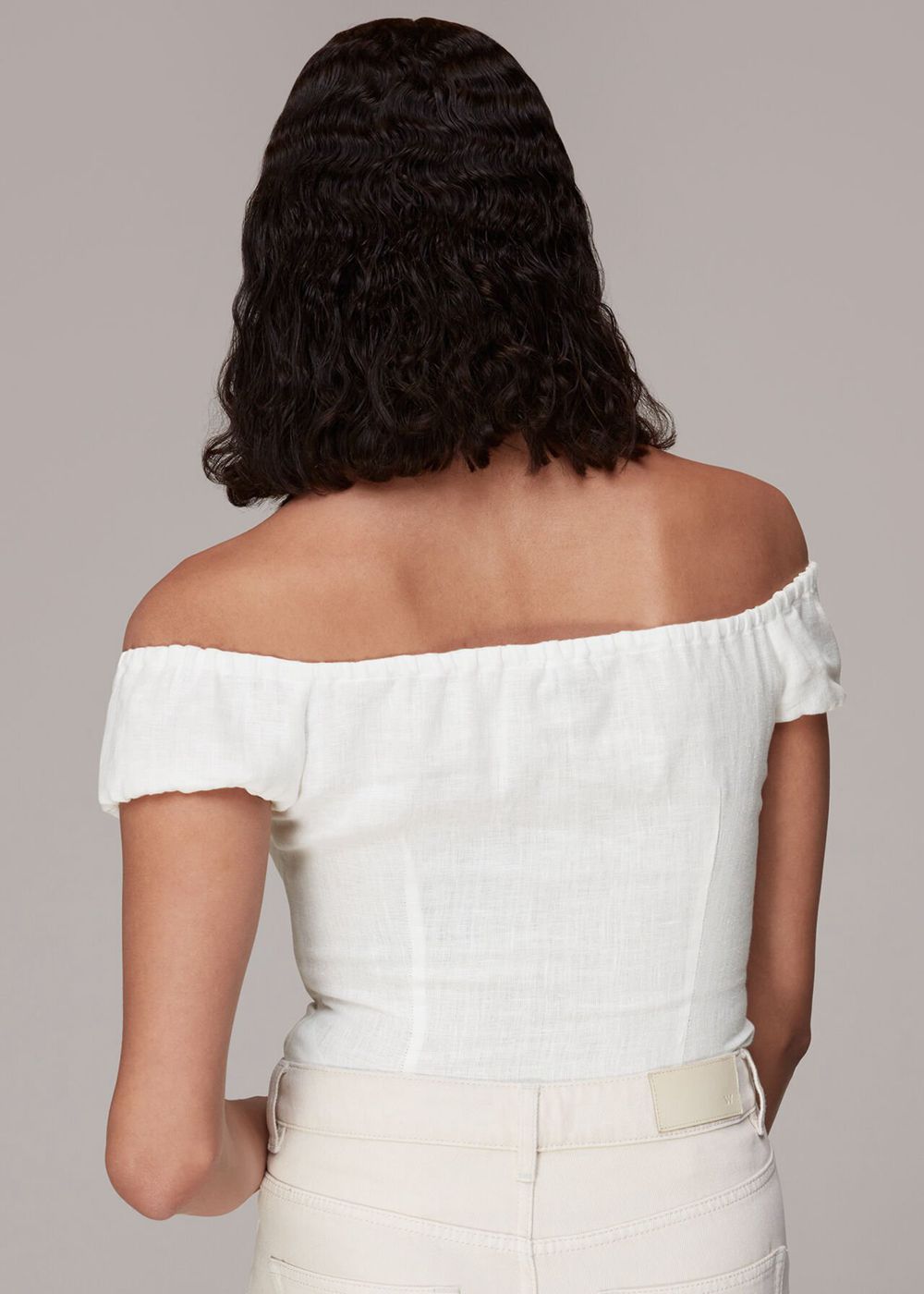 Whistles Off Shoulder Tie Front Top White | US-49607ZWJI