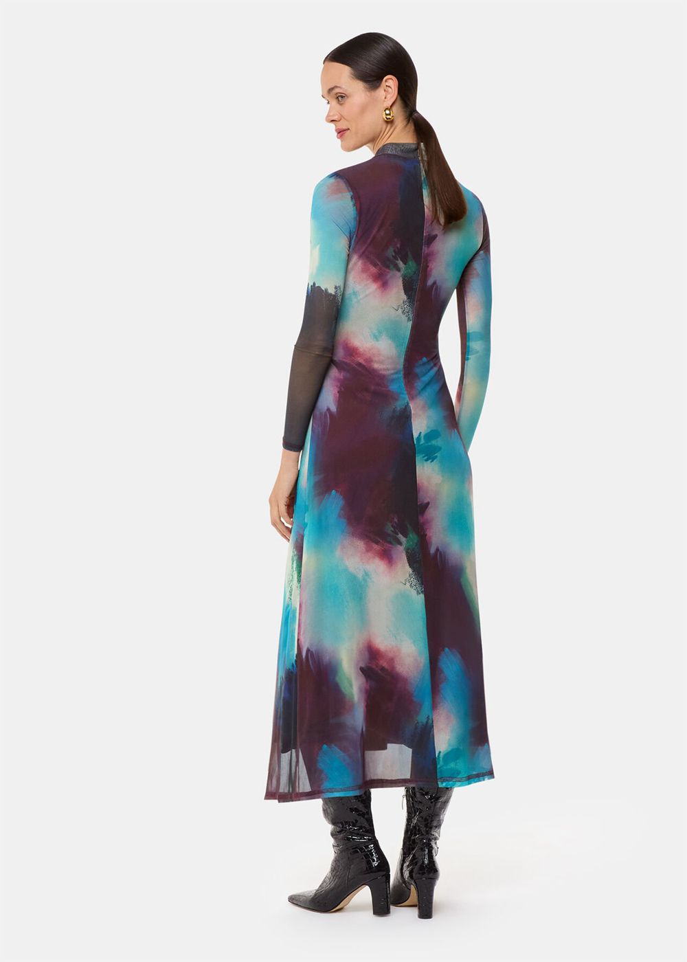 Whistles Oil Paint Print Mesh Dress Multicolor | US-25864QYPE