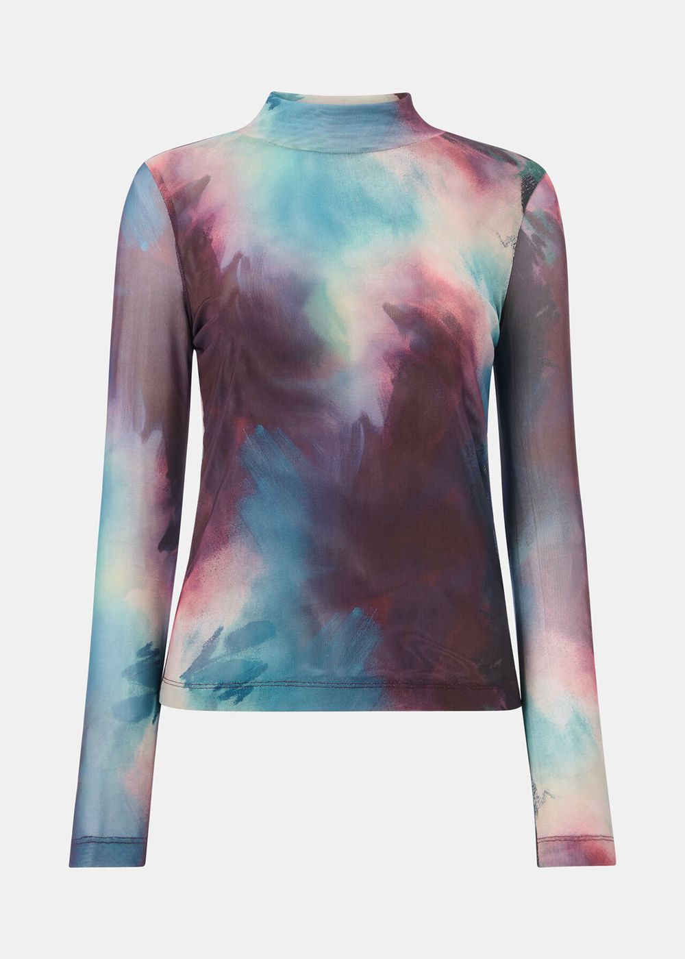 Whistles Oil Paint Print Mesh Top Multicolor | US-43719CYSO