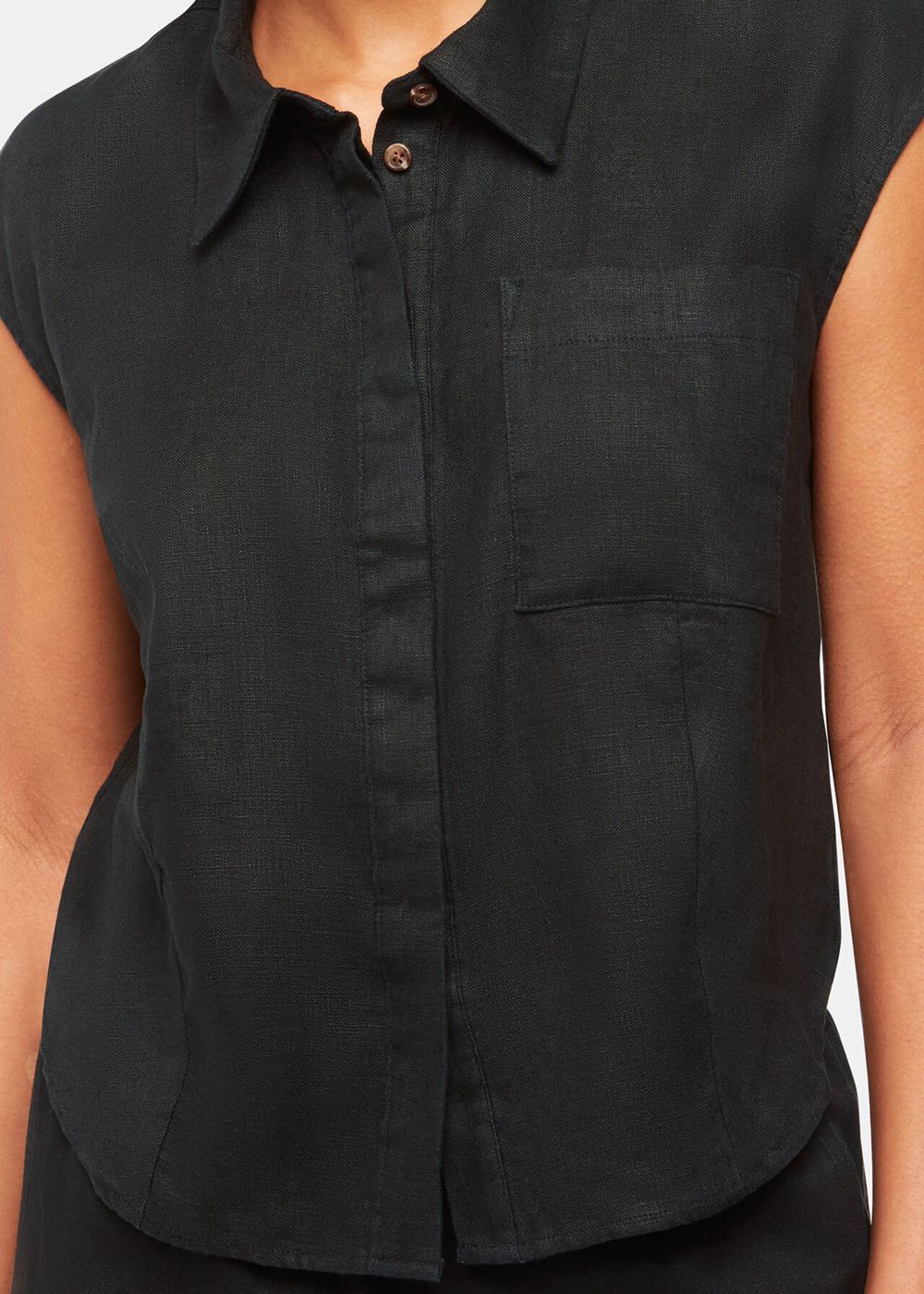 Whistles Olivia Linen Shirts Black | US-83204DGRI