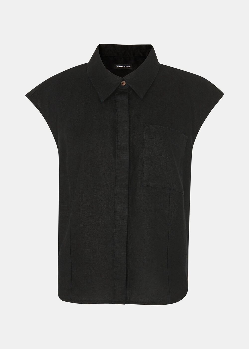 Whistles Olivia Linen Shirts Black | US-83204DGRI