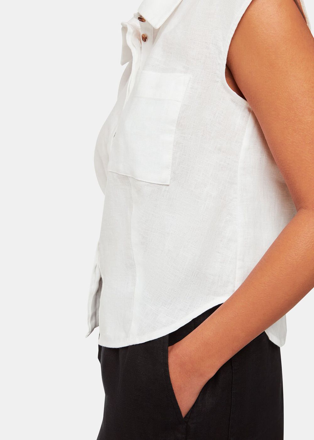 Whistles Olivia Linen Shirts White | US-84126GHOT